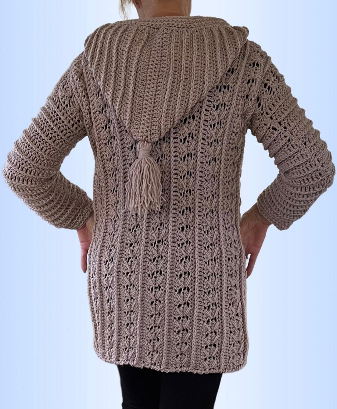 EZ Breezy Winter Hoodie - Crochet PATTERN - English USA - digital download