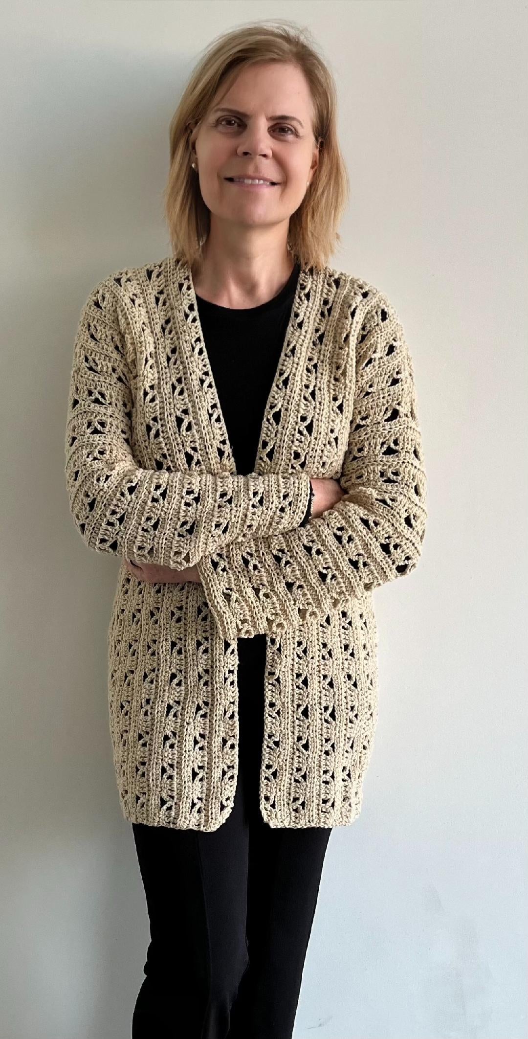 Sandra T Cardi - Crochet PATTERN - Cardigan - English USA