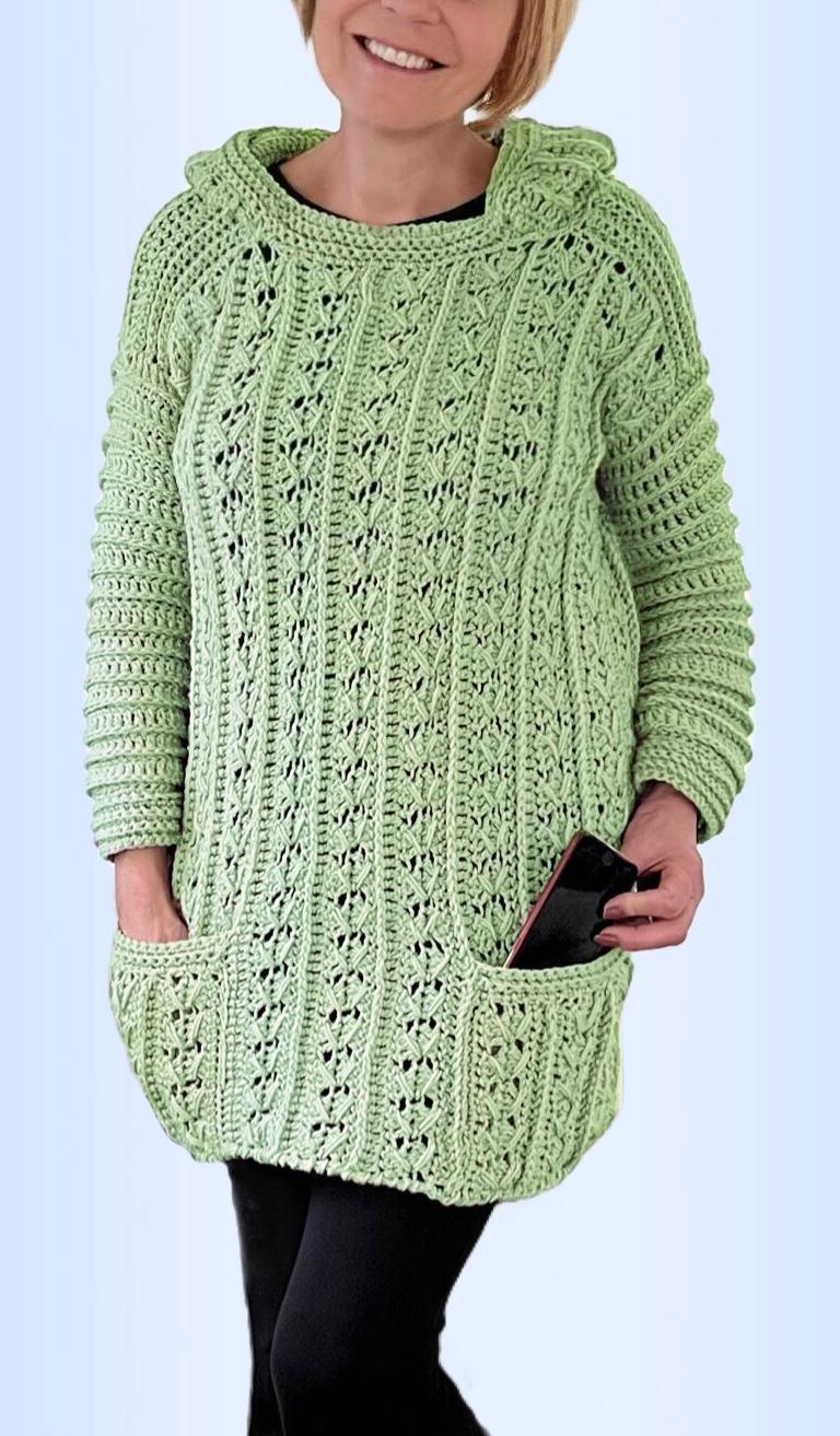 EZ Breezy Winter Hoodie - Crochet PATTERN - English USA - digital download