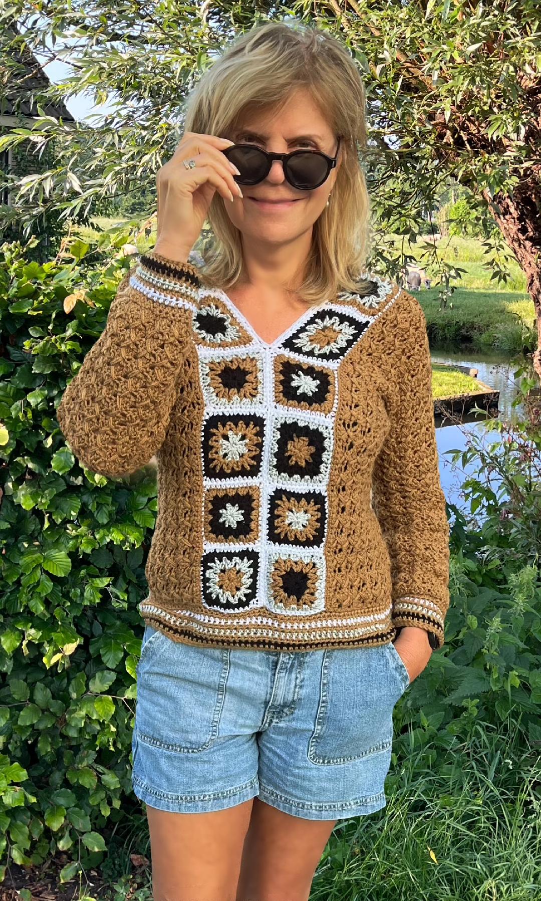Toffee Trail Sweater - Crochet PATTERN - English US Terms - Digital pdf