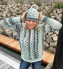 Sage Symphony Sweater (plus matching hat) - Crochet PATTERN - English US Terms