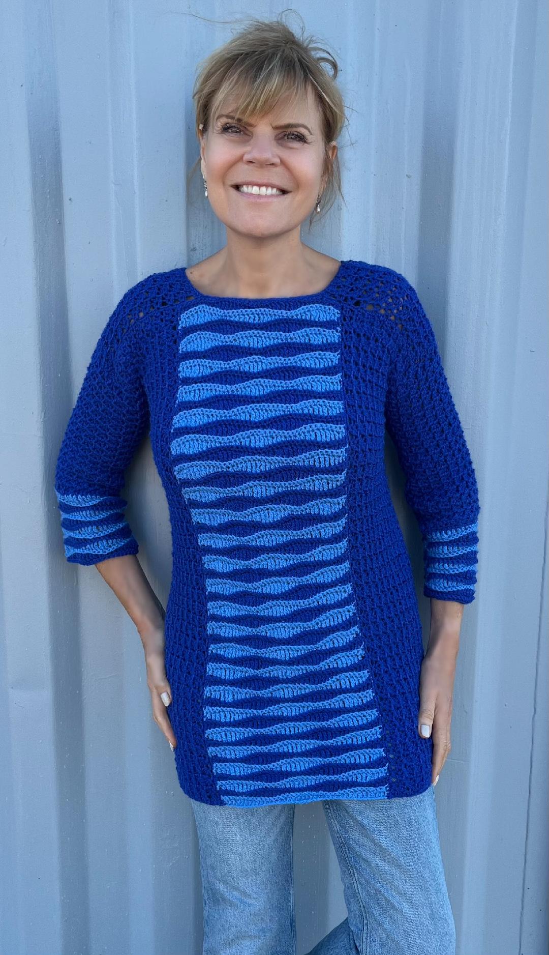 Captured Between Waves - Sweater & Tunic - Crochet PATTERN - English US Terms - digital pdf
