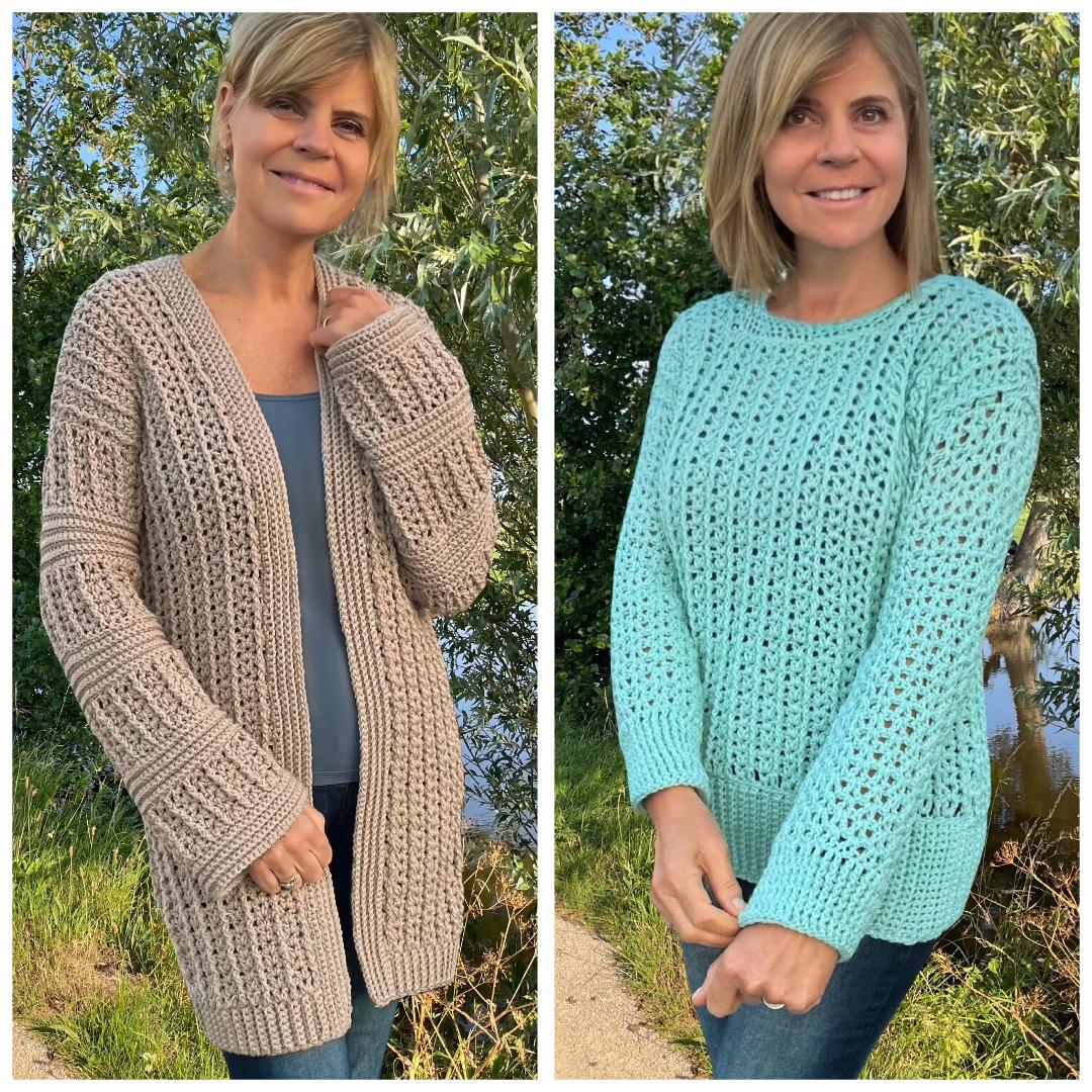Cozy & Comfy - Sweater and Cardigan - Crochet PATTERN - English US Terms