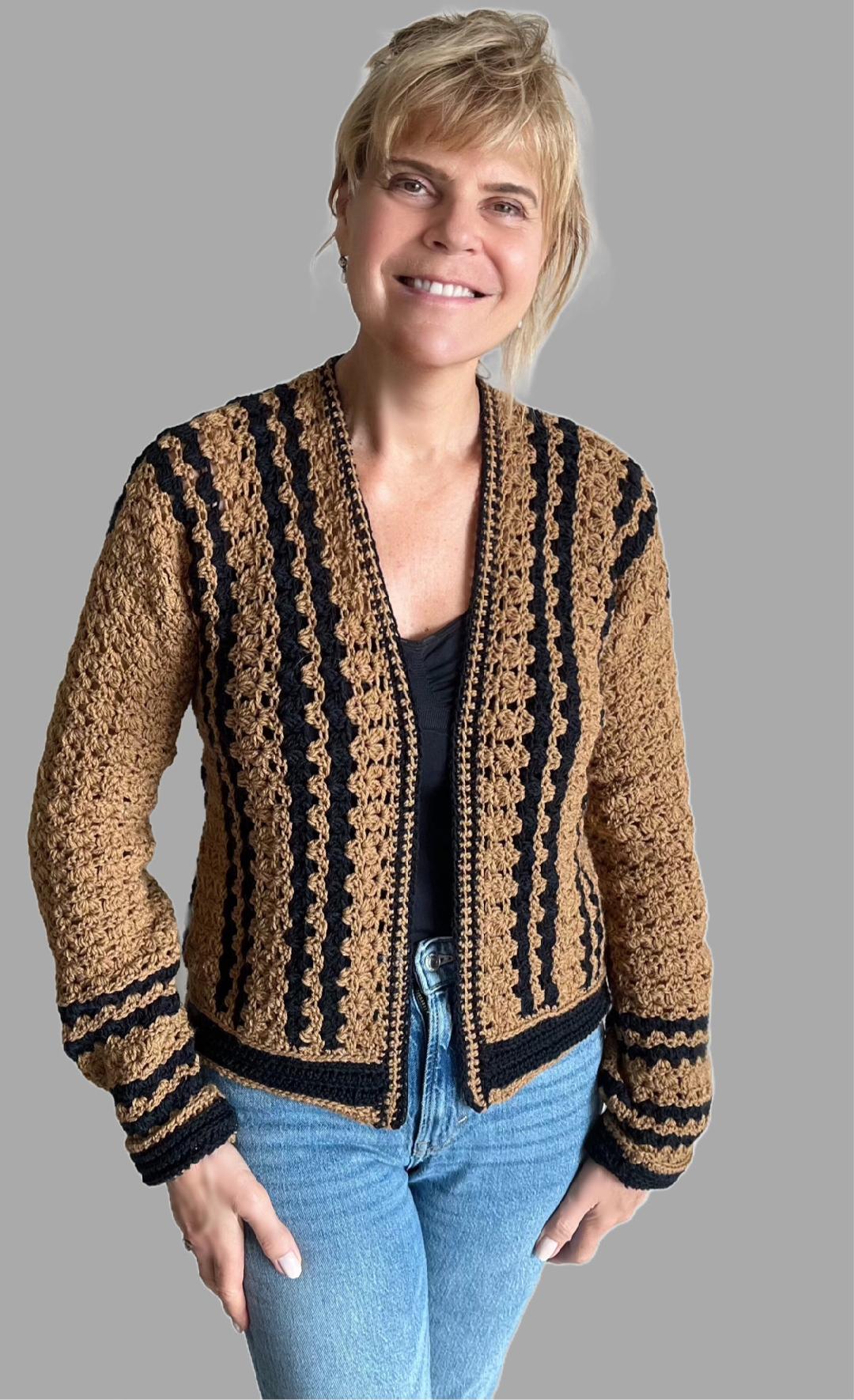 Café Noir Twin Set - Sweater & Cardigan - Crochet PATTERN - English US Terms - digital pdf