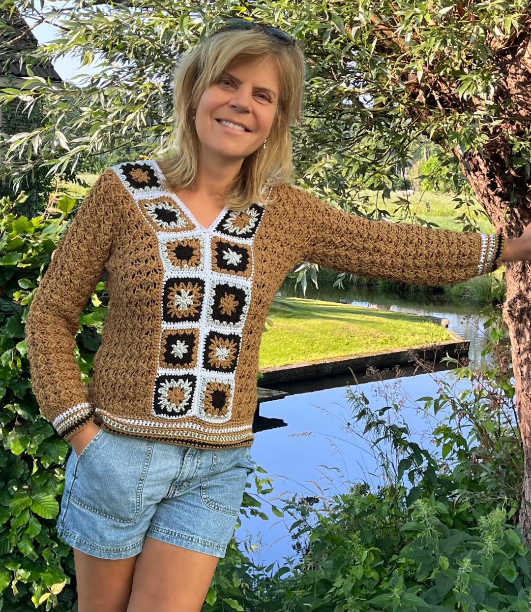 Toffee Trail Sweater - Crochet PATTERN - English US Terms - Digital pdf