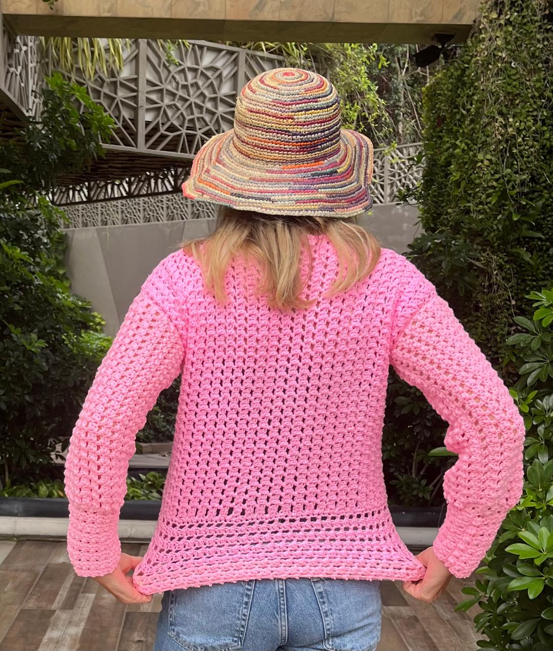 Tickled Pink Sweater - with bonus Yoga Zen socks Pattern - Crochet PATTERNS - English US terms