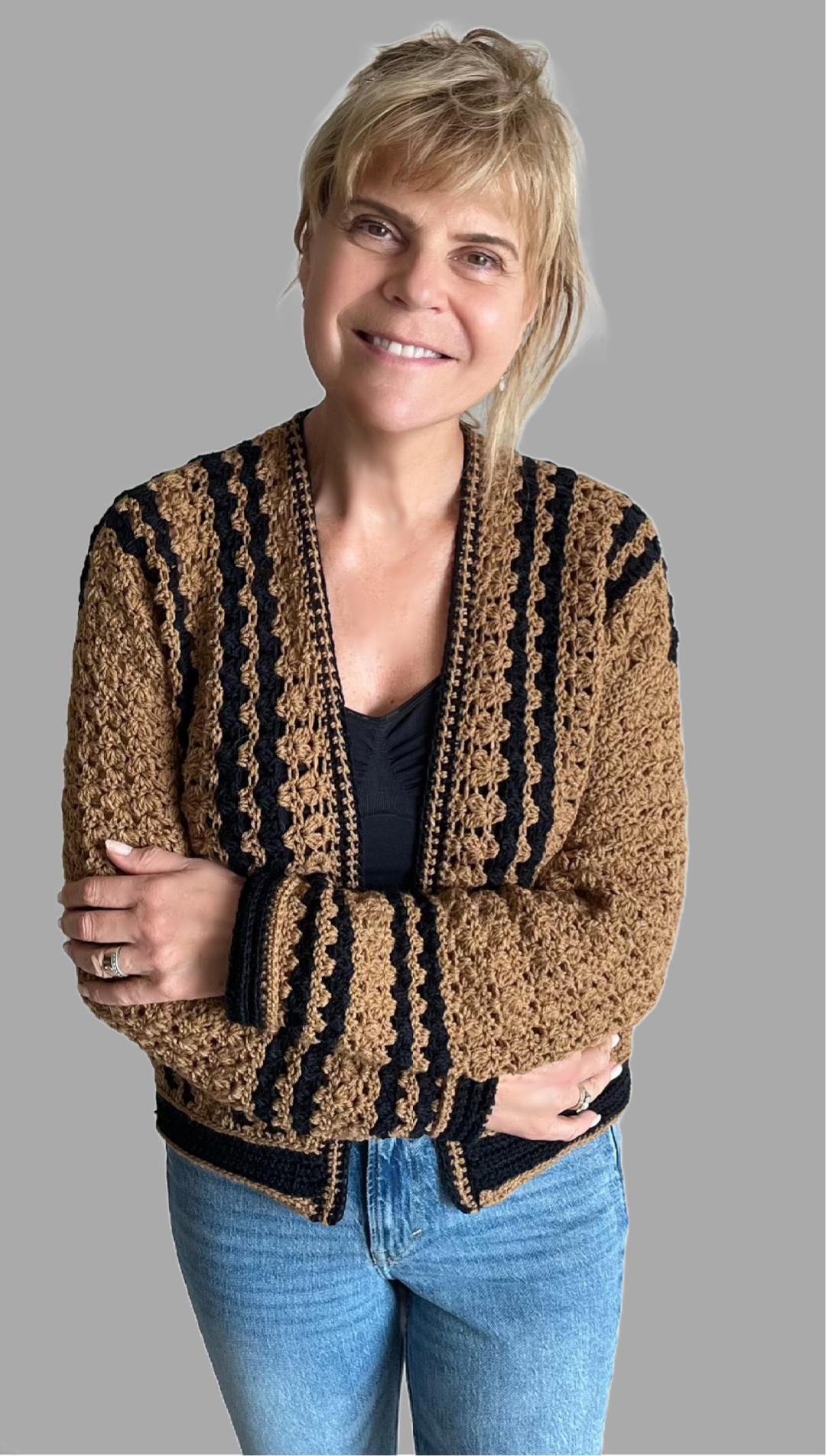 Café Noir Twin Set - Sweater & Cardigan - Crochet PATTERN - English US Terms - digital pdf