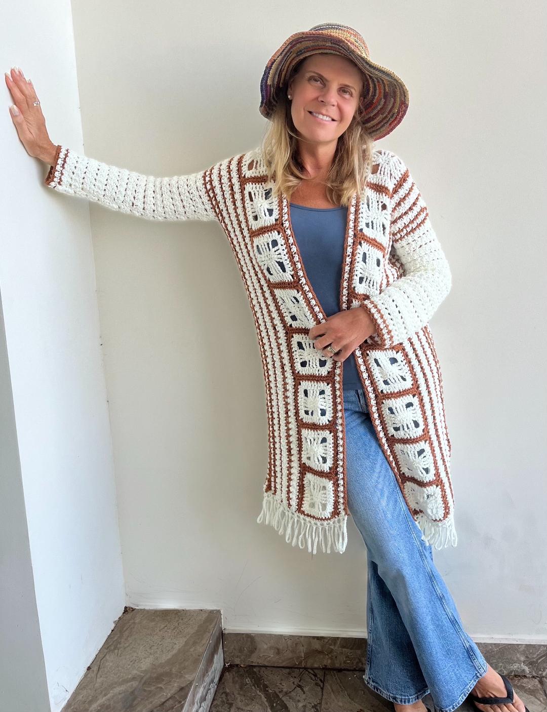 Bohemian Chique Cardigan - Crochet PATTERN - English US terms - Digital pdf