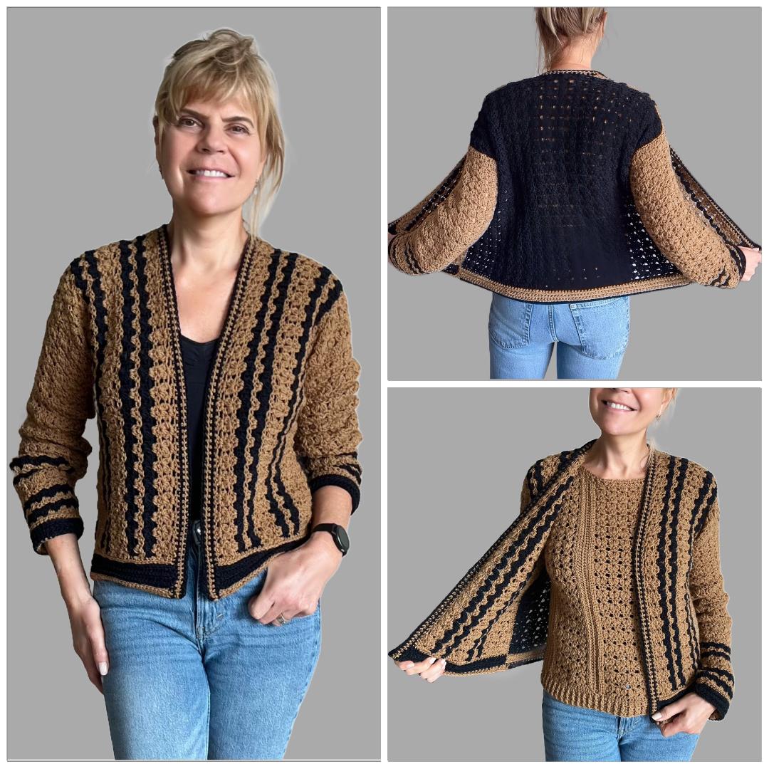 Café Noir Twin Set - Sweater & Cardigan - Crochet PATTERN - English US Terms - digital pdf