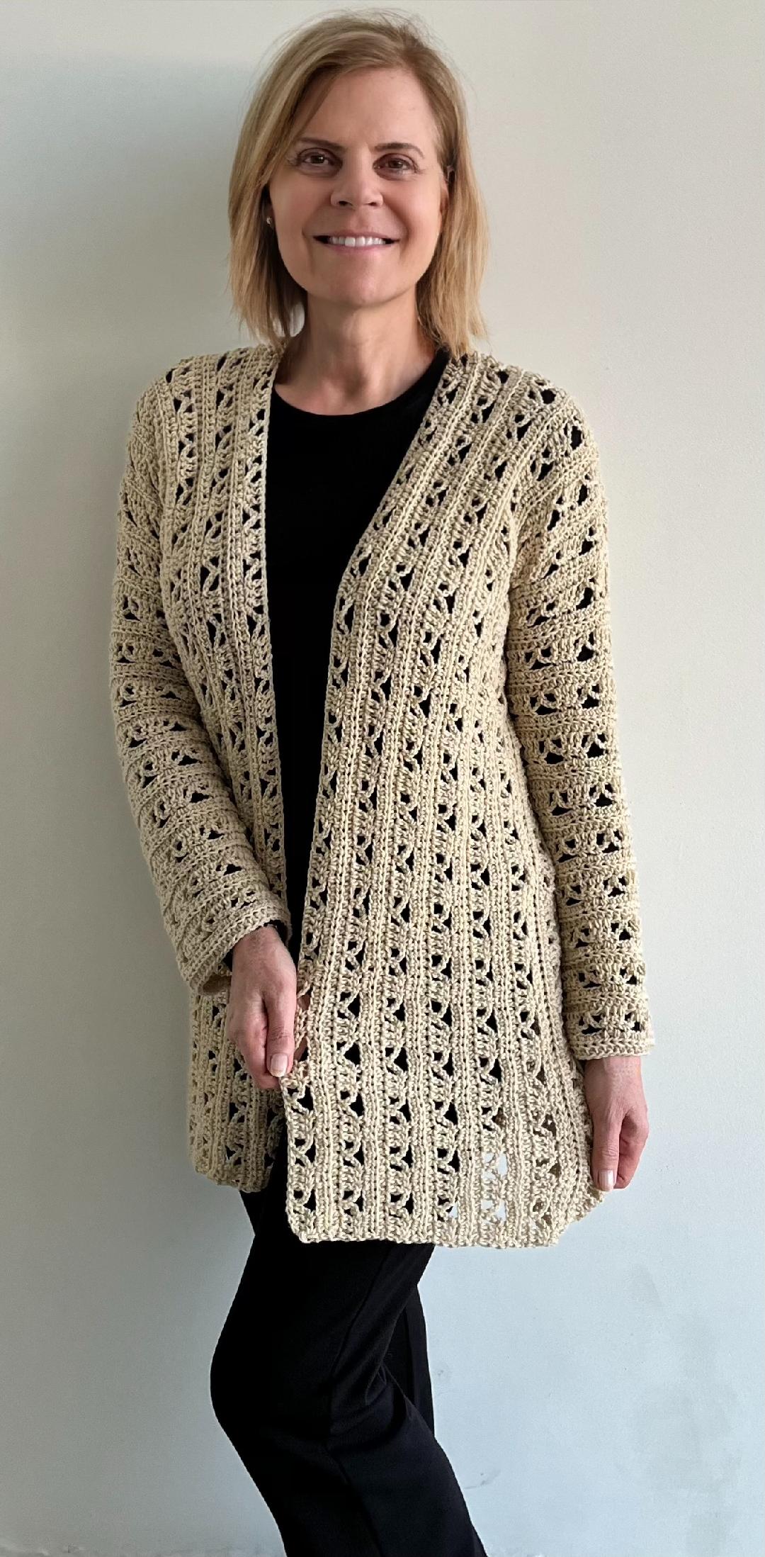 Sandra T Cardi - Crochet PATTERN - Cardigan - English USA