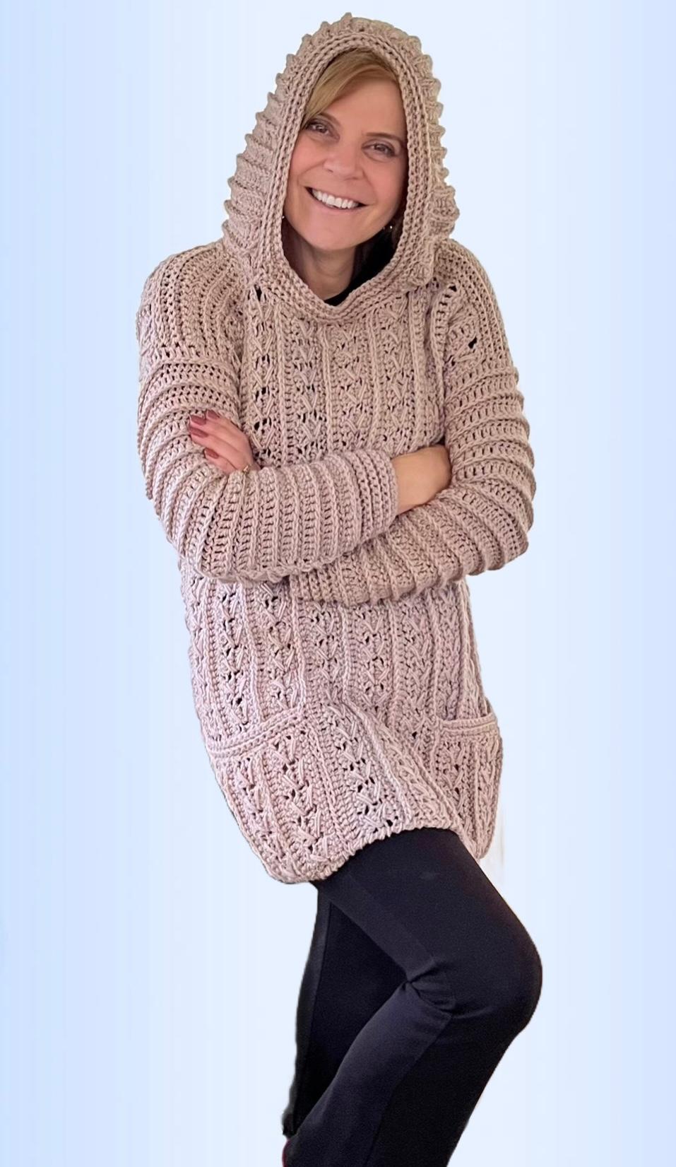 EZ Breezy Winter Hoodie - Crochet PATTERN - English USA - digital download