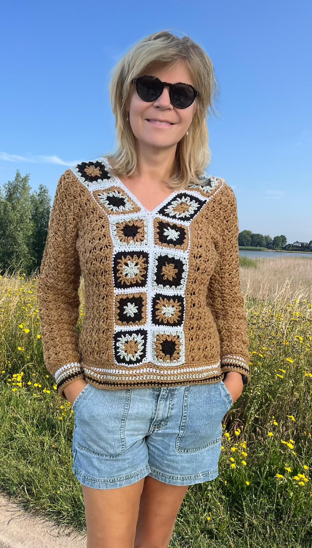 Toffee Trail Sweater - Crochet PATTERN - English US Terms - Digital pdf