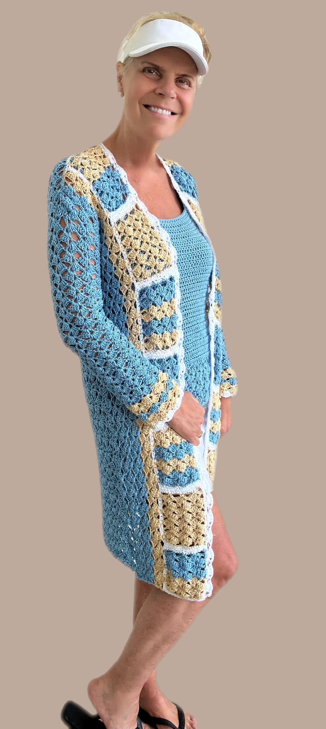 Jenny Squares Cardigan + Top - Crochet PATTERNS - English US Terms - digital pdf