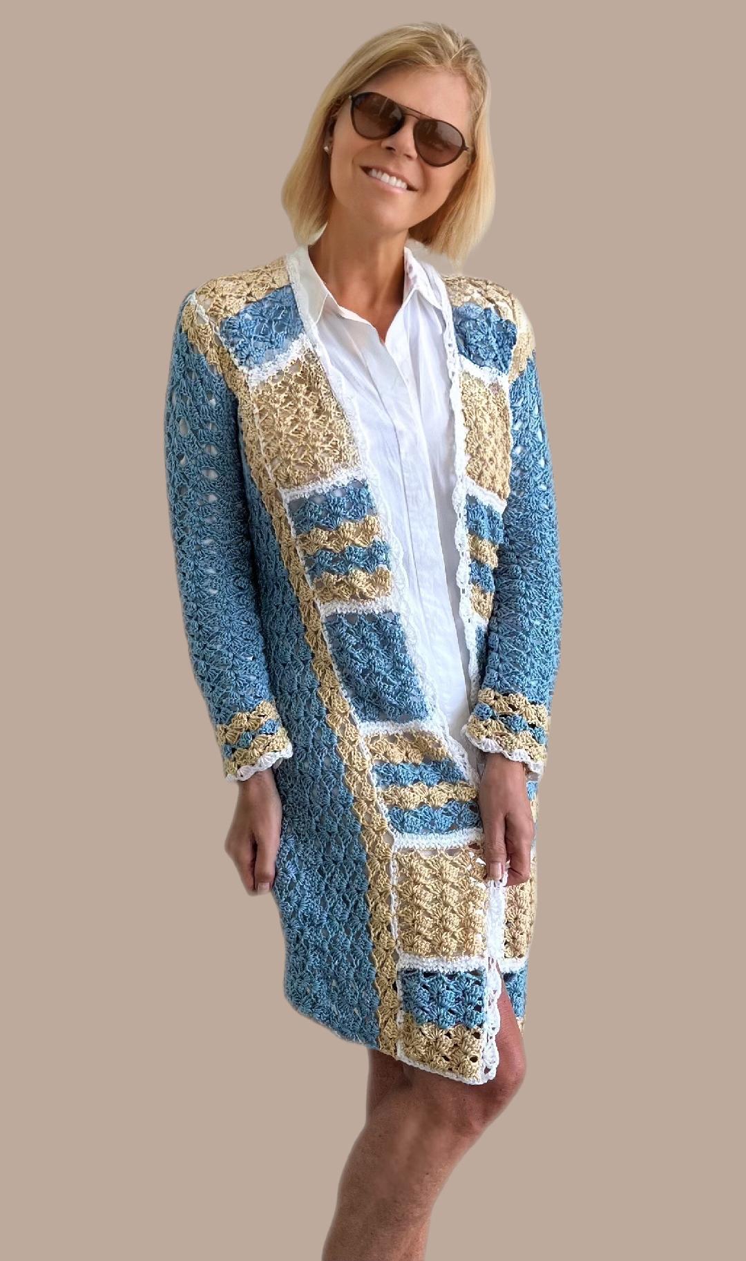 Jenny Squares Cardigan + Top - Crochet PATTERNS - English US Terms - digital pdf