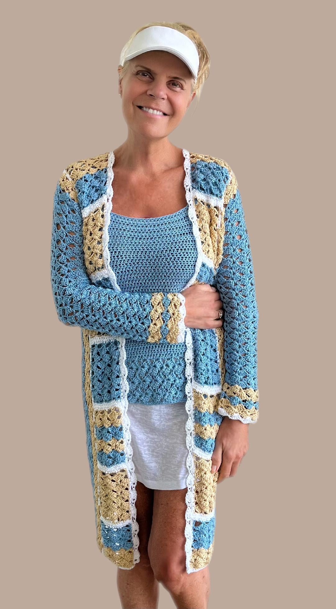 Jenny Squares Cardigan + Top - Crochet PATTERNS - English US Terms - digital pdf